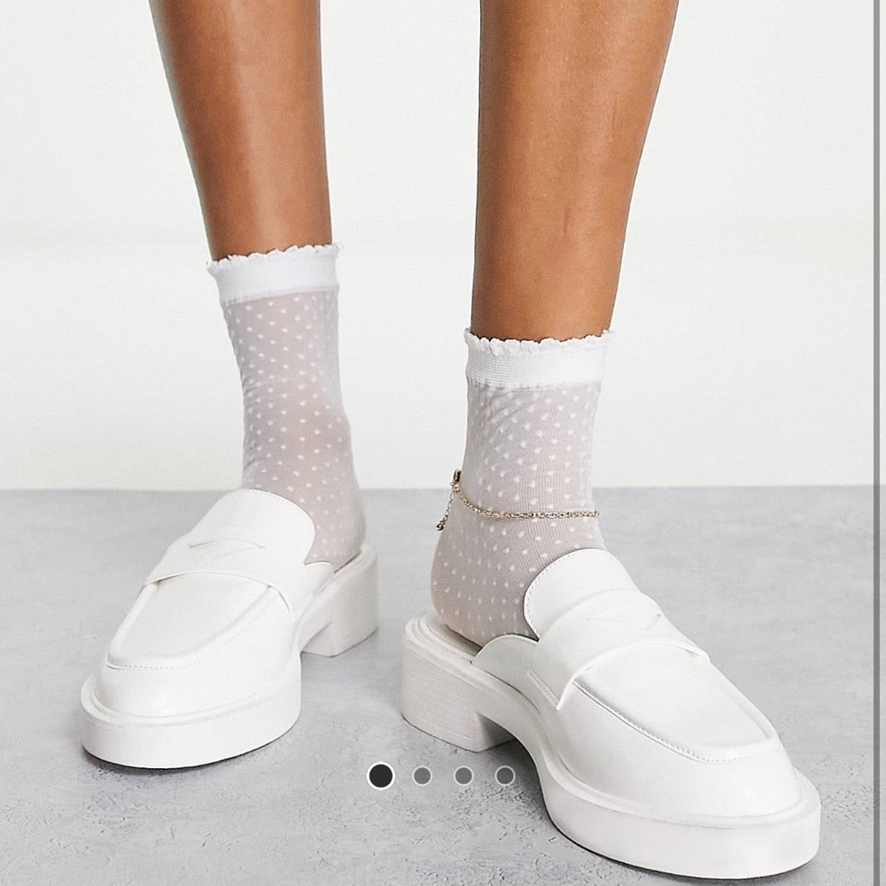 ASOS DESIGN MILES CHUNKY LOAFER FLAT MULE IN WHITE (7)
